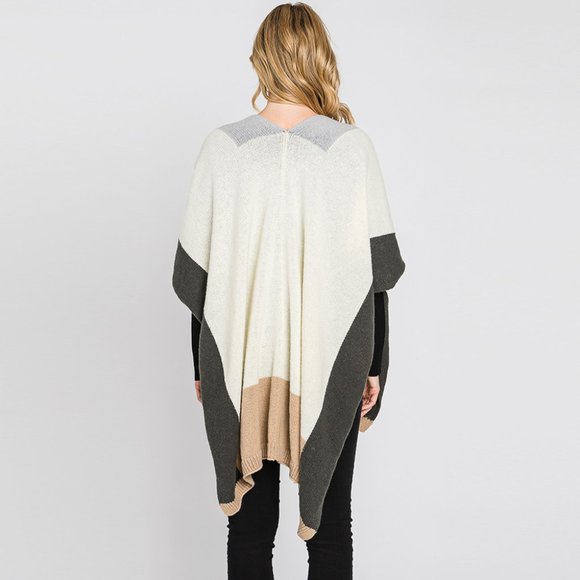 Color Block Ruana Poncho - Picture 2 of 2